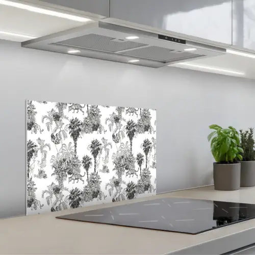 Jungle - Dieren - Grijs keuken achterwand spatscherm klein 900 -3d_schuin