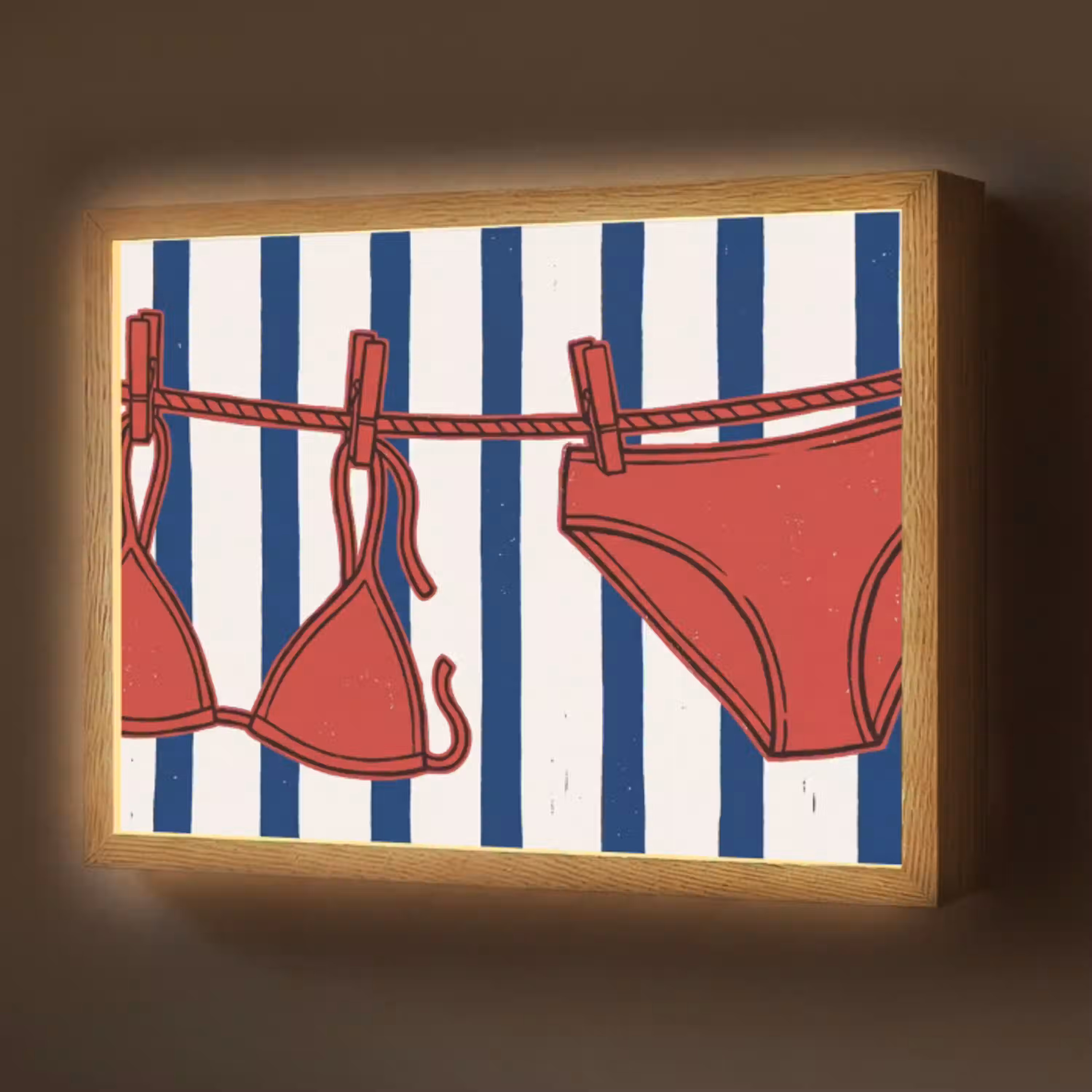 Badkleding - Waslijn - Zomer - Illustratie - Rood Light Box met batterij (Wandlamp) middel -z3d_website