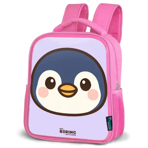 Pinguïn Kinderrugzak - Roze middel -schuin