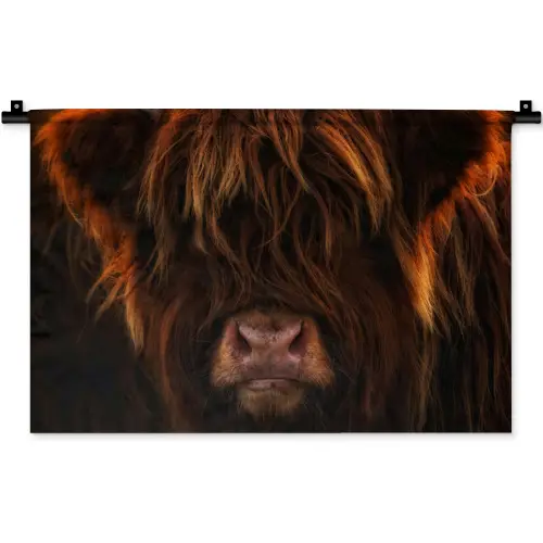 Schotse Hooglander - Koe - Portret - Dieren Wandkleed katoen klein -zz3d