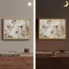 Bloemen - Winter - Wit - Sneeuw - Beige Light Box met batterij (Wandlamp) middel -sfeer3