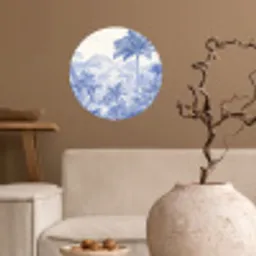 Tropisch - Jungle - Blauw Wandcirkel behangsticker klein -sfeer1