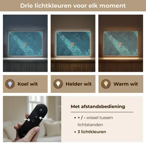 Vrouw - Water - Bikini - Oranje Light Box met batterij (Wandlamp) middel -USP_lichtkleurNL