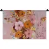 Schilderij - Bloemen - Rustiek - Roze Wandkleed katoen klein -zz3d