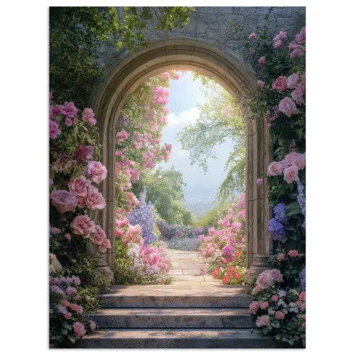 Doorkijk - Rozen - Vintage - Bloemen poster papier klein -3d