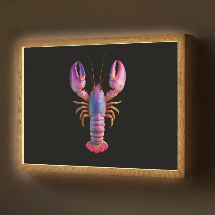 Kreeft - Paars - Roze - Zwart - Stippen - Lila Light Box met batterij (Wandlamp) middel -z3d_website