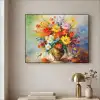 Bloemen - Kleurrijk - Olieverf - Bloempot Textielframe - compleet frame klein -sfeer2