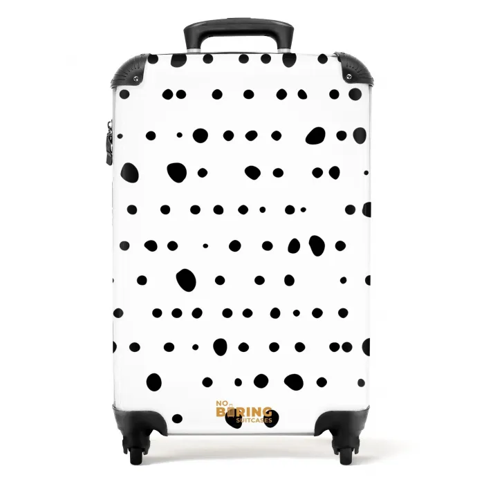 Organische zwarte stippen op witte achtergrond NBS - Handbagage koffer - Kinderen Unisex middel -productfoto_recht