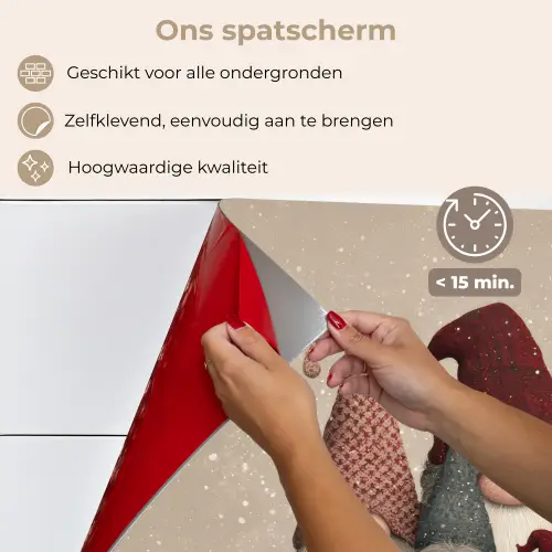 Kabouters - Kerst - Sneeuw - Puntmutsen keuken achterwand spatscherm klein -spatscherm_NL