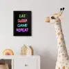 Gaming - Led - Quote - Eat sleep game repeat - Gamen fotolijst zwart zonder passe partout klein -usfeer4_kinderkamer