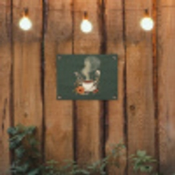 Kop - Bloemen - Groen - Koffie tuinposter los doek klein -sfeer1