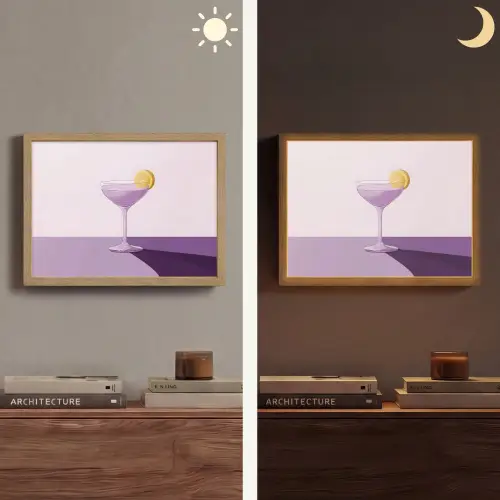 Cocktail - Paars - Minimalistisch - Citroen Light Box met batterij (Wandlamp) middel -sfeer3