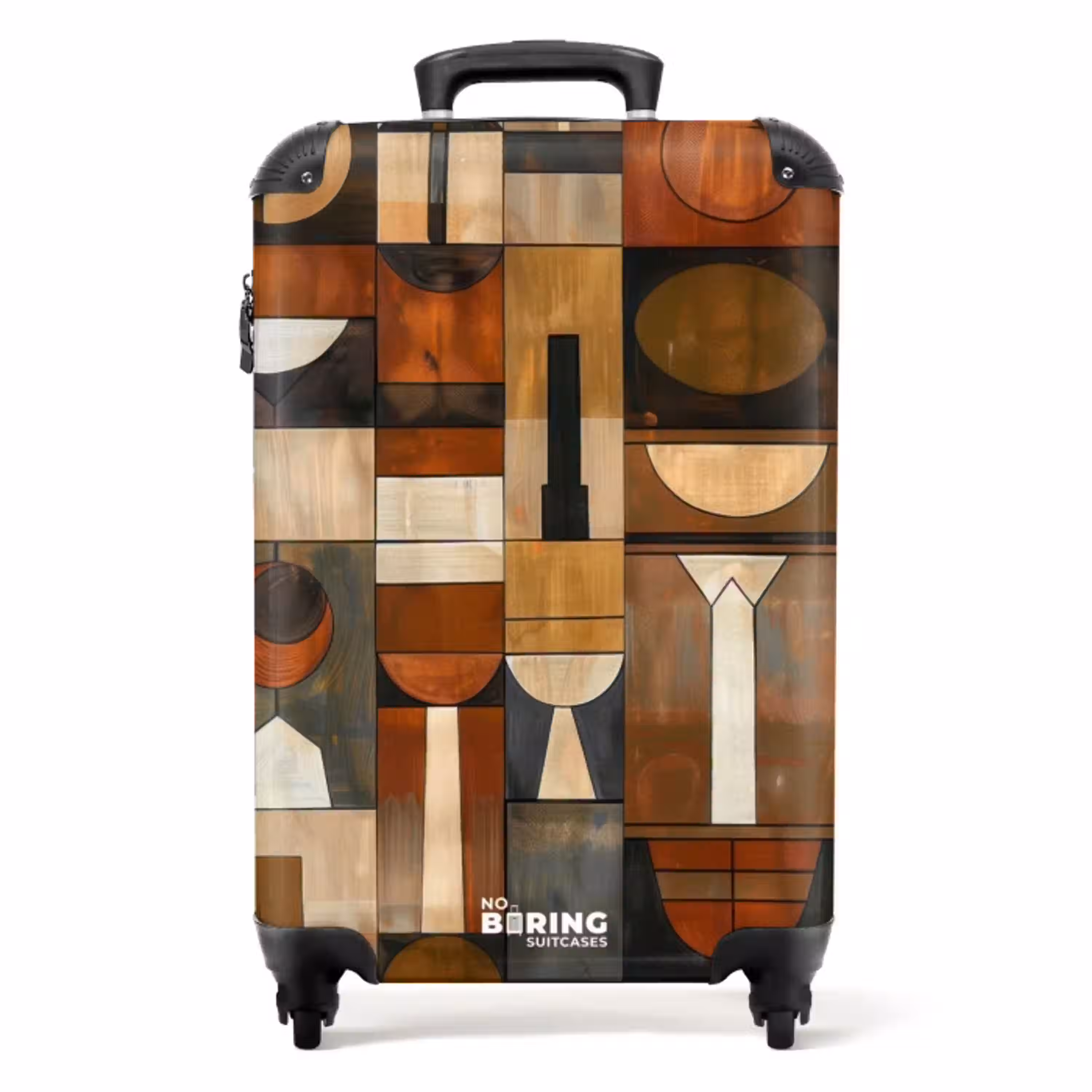 Terracotta - Geometrisch - Mid-Century - Patroon NBS - Handbagage koffer - Volwassenen Unisex middel -productfoto_recht
