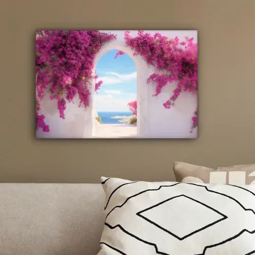 Zee - Roze - Bloemen - Poort canvas 2cm klein -sfeer3