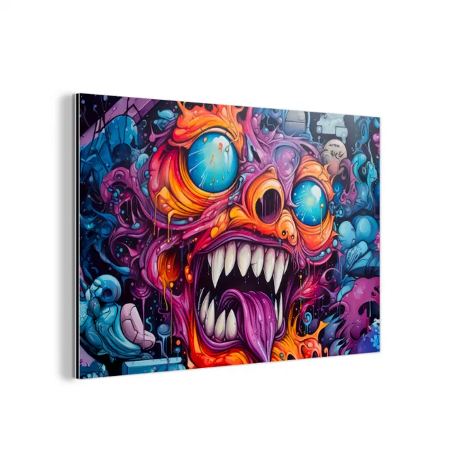 Monster - Graffiti - Kleuren - Oranje aluminium wit klein -3d