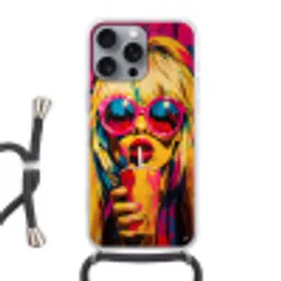 Zonnebril - Roze - Vrouw - Rietje Hoesje iPhone 16 Pro Max met koord klein -3d