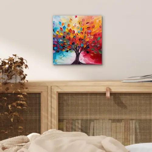 Boom - Levensboom - Kleurrijk - Abstract aluminium wit klein -sfeer3