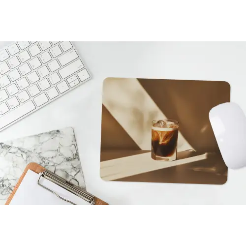 Glas - Ijskoffie - Schaduw - Bruin muismat rubber klein -witbureau