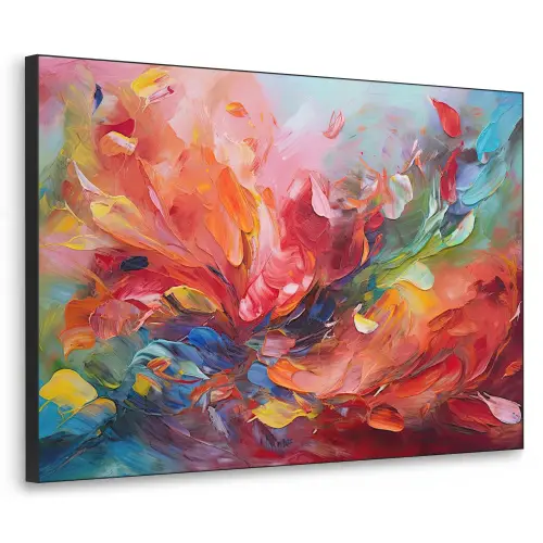 Olieverf - Kunst - Abstract - Kleurrijk Textielframe zwart klein -3d