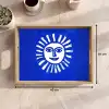 Zon - Gezicht - Penseelstructuur - Blauw Dienblad Rechthoek middel -USP_Formaat