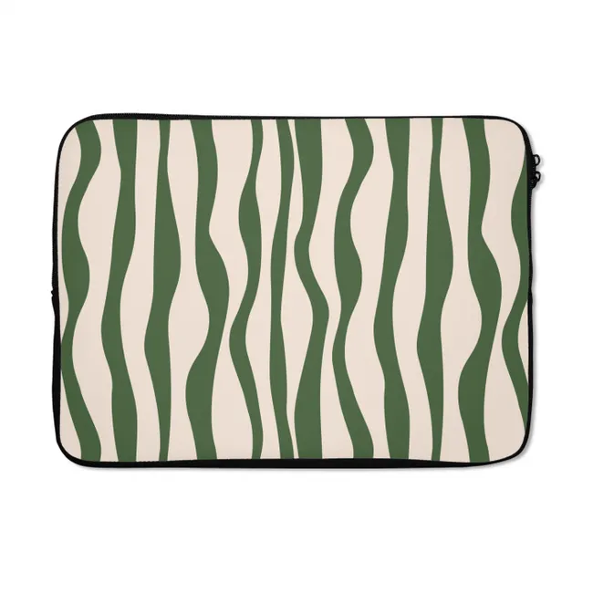 Laptop hülle - Wellenlinien - Beige - Grün - Streifen - Abstrakt