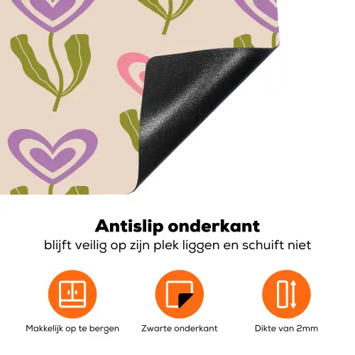 Bloemen - Hartjes - Patroon Inductie beschermer vinyl 3mm klein 276 -zzzzzzz-td-onderkant