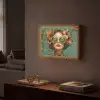 Vrouw - Bloemen - Vlinders - Natuur - Vintage Light Box met batterij (Wandlamp) middel -sfeer1