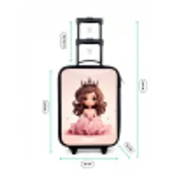 Prinses in een roze jurk met kroon Kinderkoffer - Zwart klein -productfoto_formaten
