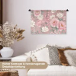Pioenrozen - Vingerhoedskruid - Pink Wandkleed katoen klein -tsfeer1_DE