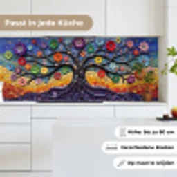 Levensboom - Mozaïek - Bloemen - Kleurrijk - Vrolijk keuken achterwand 2 middel -sfeer4_DE