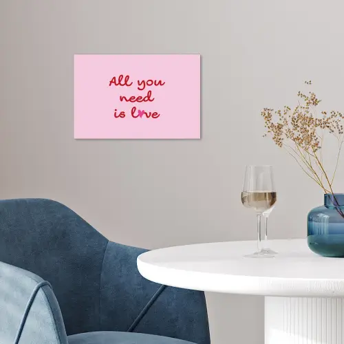 Tekst - Roze - Love - Hart poster papier klein -sfeer3
