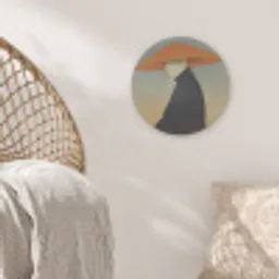 Minimalistisch - Silhouet - Oranje Akoestische PET Vilt - Rond klein -sfeer4