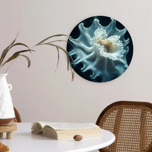 Zeewezen - Wit - Golven - Water Wandcirkel kunststof plaat 5mm dik klein -sfeer4