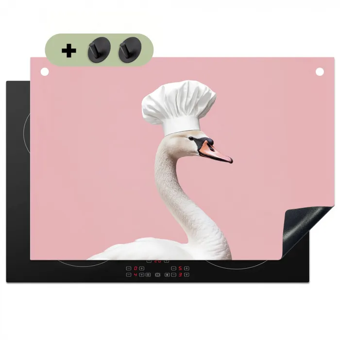 Zwaan - Koksmuts - Mooi - Klassiek Inductie beschemer met haakjes klein -3d