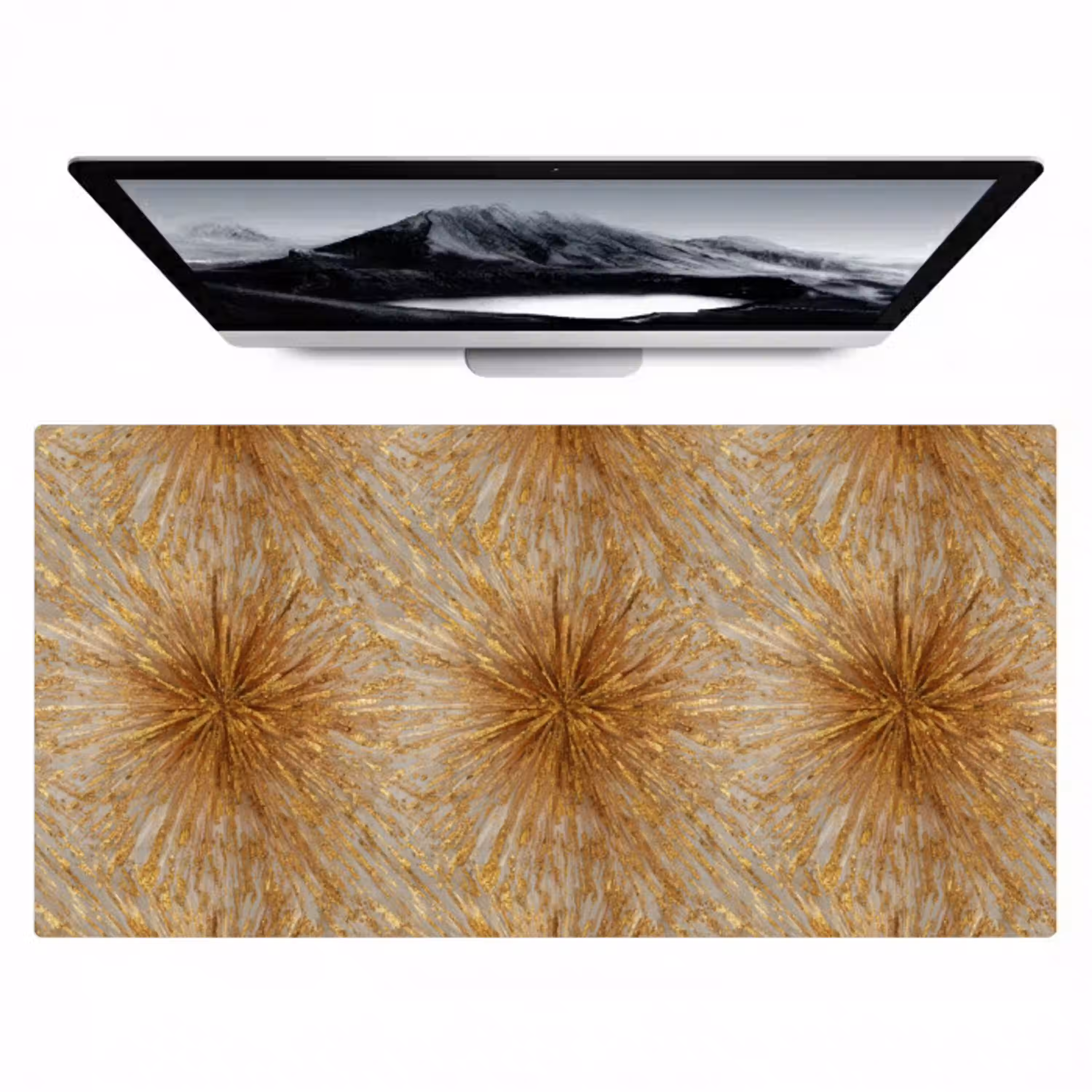 Explosie - Abstract - Goud - Wit Muismat XXL klein 681 -zzz3d