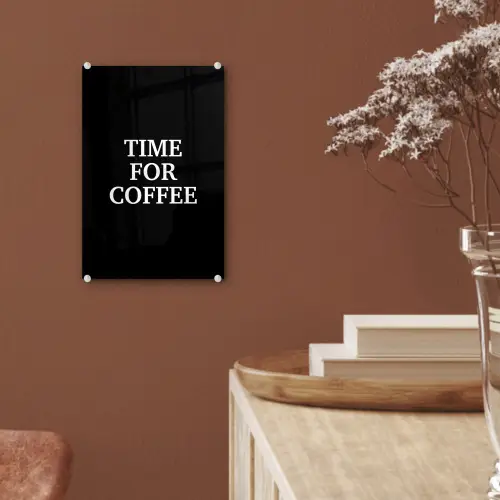 Quotes - Letters - Koffie - Zwart plexiglas 5mm klein -sfeer5