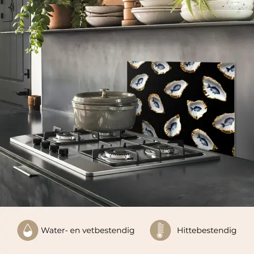 Oesters - Vissen - Blauw - Goud keuken achterwand spatscherm klein -usp_NL
