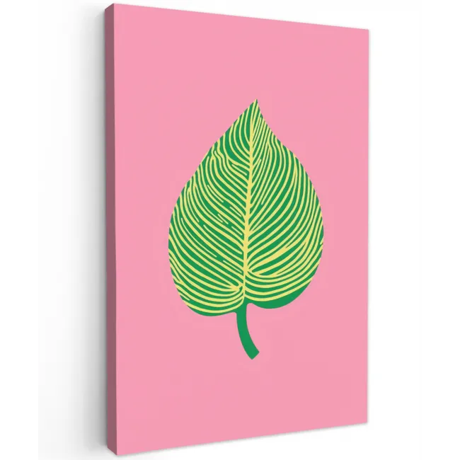 Illustratie - Blad - Minimalistisch - Groen Tuinposter op houten frame 2 cm dik klein -3d