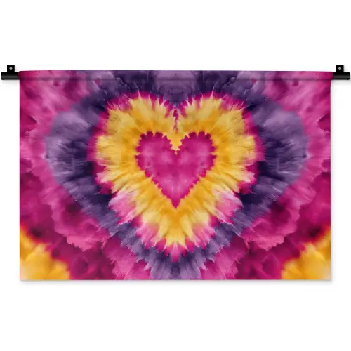 Tie dye - Hartvorm - Vlammen - Oranje Wandkleed katoen klein -zz3d