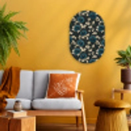 Botanisch - Bloemen - Blauw Wandcirkel Ovaal Forex klein 630 -sfeer4