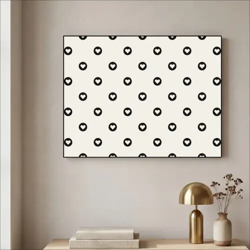 Hart - Rond - Wit - Zwart Textielframe zwart klein 947 -sfeer2