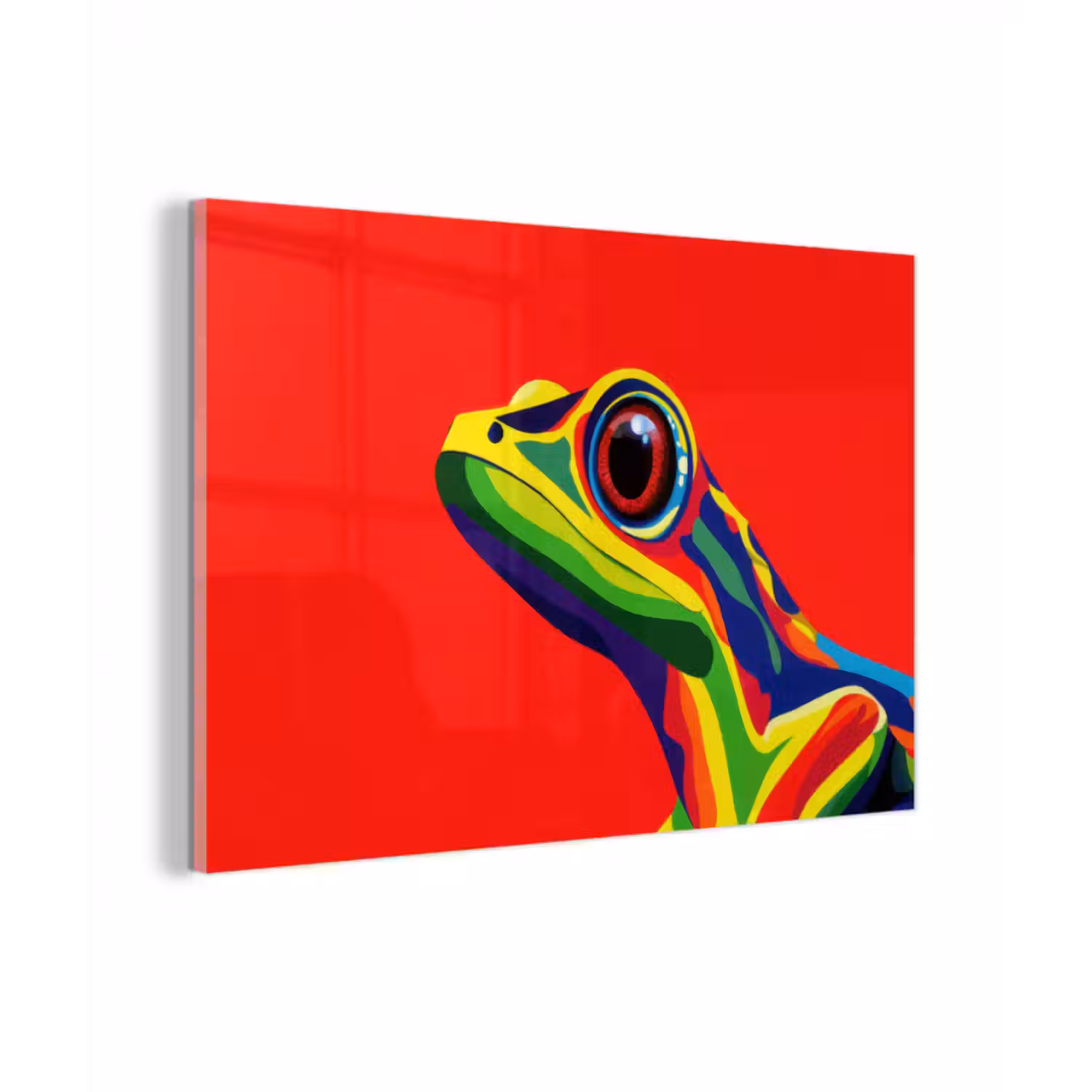 Glasbild - Frosch - Bunt - Gestreift - Augen