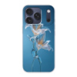 Lelies - Blauw - Glazen Telefoonhoesje iPhone 17 Pro klein -3d