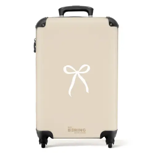 Witte strik op beige achtergrond NBS - Handbagage koffer - Unisex middel -productfoto_recht
