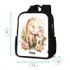 Giraffe en olifant tussen bloemen op witte achtergrond Rugzak - Zwart middel -productfoto_formaten