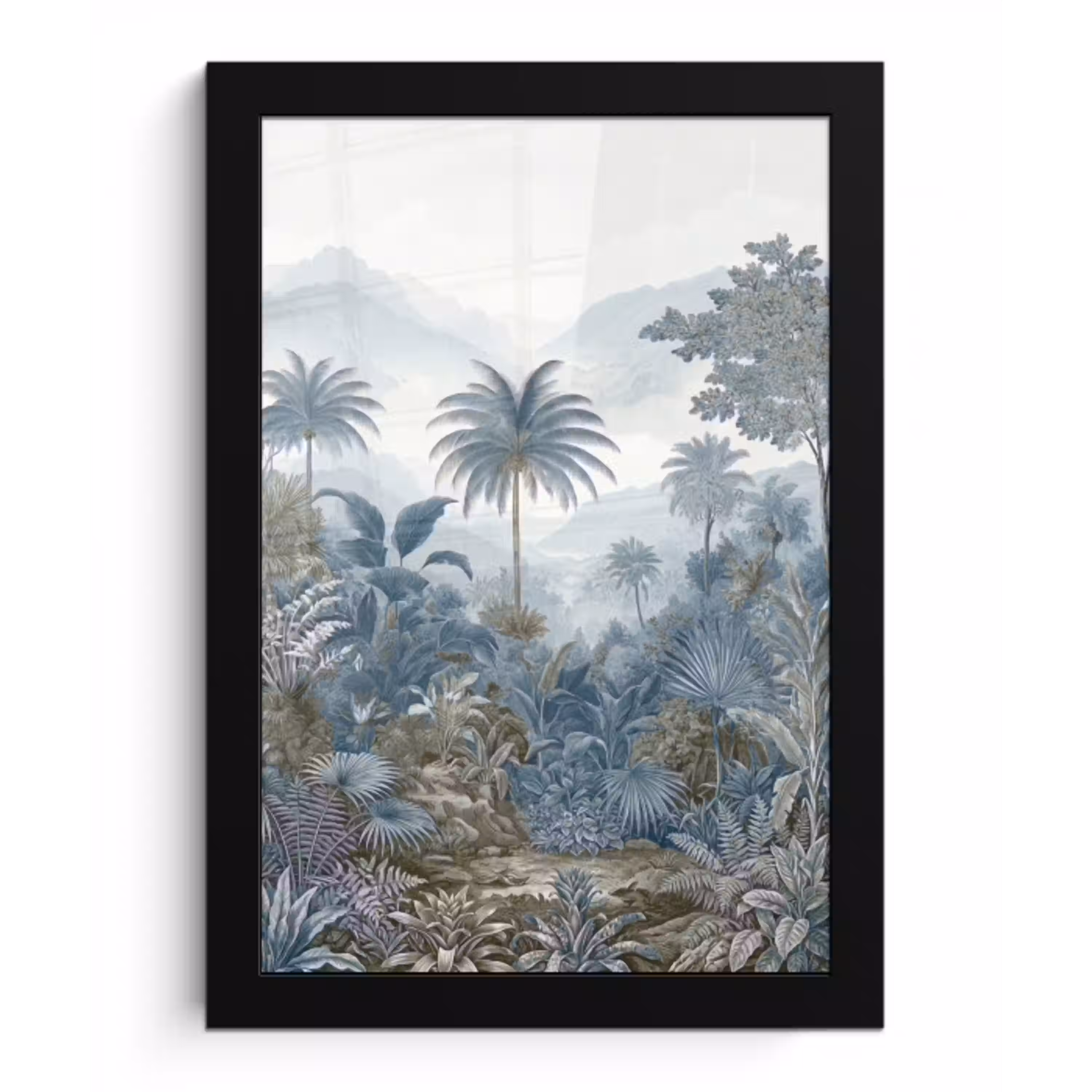 Jungle - Modern - Blauw - Groen fotolijst zwart zonder passe partout klein -3d