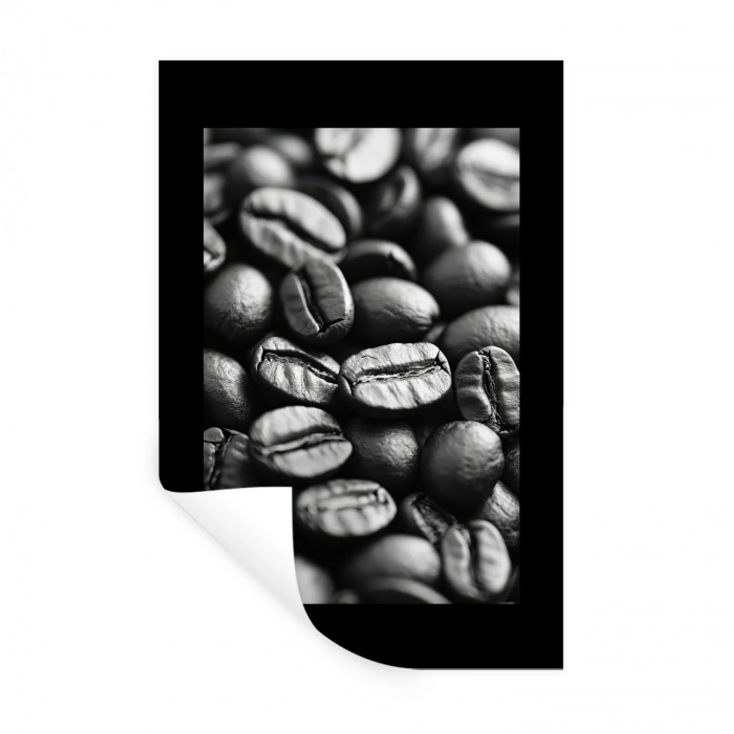 Koffiebonen - Zwart - Vintage Muursticker klein -3d