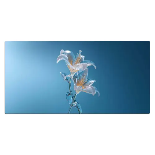 Lelies - Blauw - Glazen Muismat XXL klein -3d_leeg