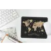 Wereldkaart - Beige - Zwart muismat rubber klein -witbureau