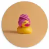 Badeend - Handdoek - Kleurrijk Wandcirkel kunststof plaat 5mm dik klein -3d